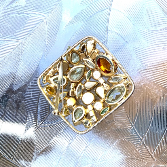 Vintage D & E Juliana square citrine brooch - Picture 3 of 6